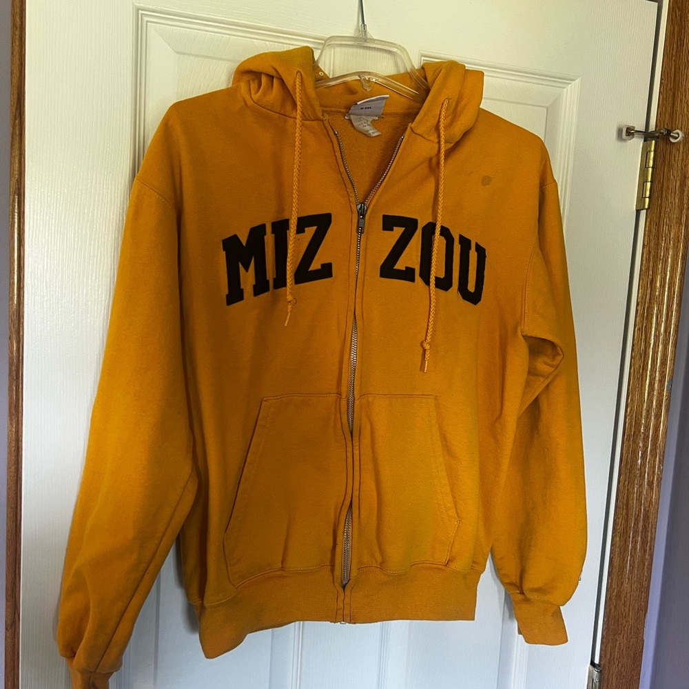 Champion Athletic Missouri Mizzou Tigers Hoodie Men's Small Gold Black Used